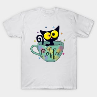 Black cat in cup T-Shirt